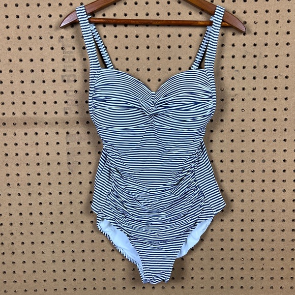 Nip Tuck Other - Nip Tuck Sorrento Navy White Striped One Piece Adjustable Straps Size 8